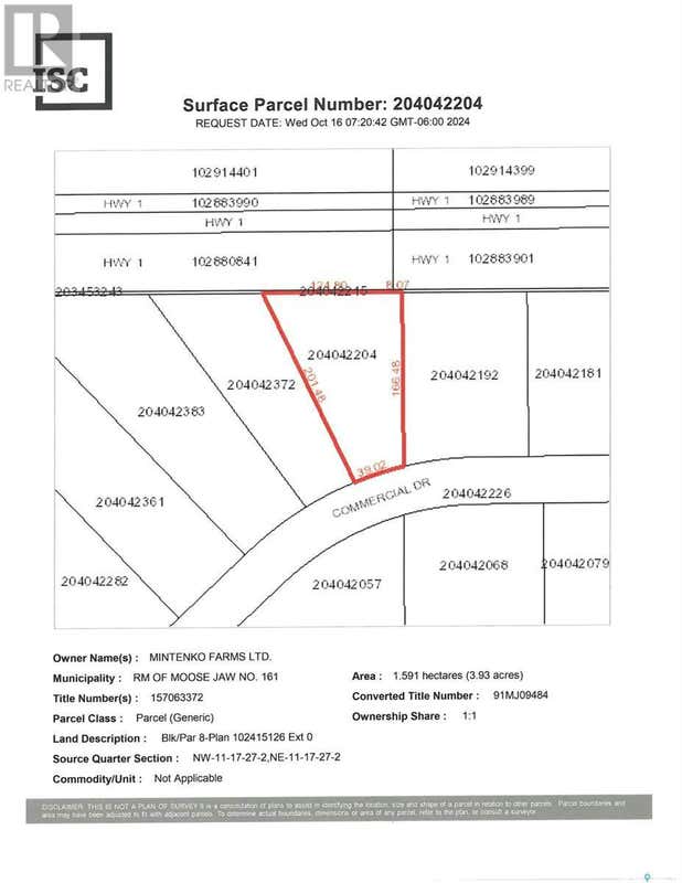 2774 Commercial DRIVE, Moose Jaw Rm No. 161, SK S6H4P5 Land For Sale